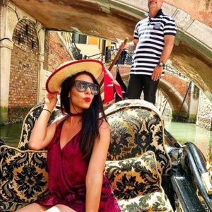 Velvet burgundy open back spaghetti strap dress